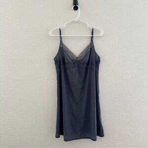 Elle Macpherson Intimates Slip Dress Womens Large Gray Lace Trim Romantic